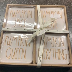 Rae Dunn pumpkin coasters or trivets
